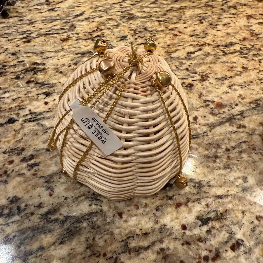 West Elm Rattan Bell Ornament